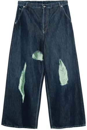OFF-WHITE Shiny Shredded Wide jeans