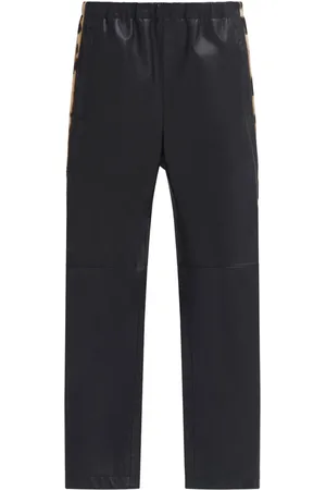 Marni Leopard-tape leather trousers
