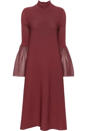 CFCL Pottery Lucent Glitter Long Bell Sleeve Flare dress