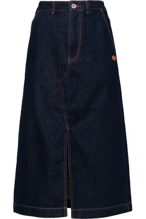Chocoolate Logo patch denim skirt