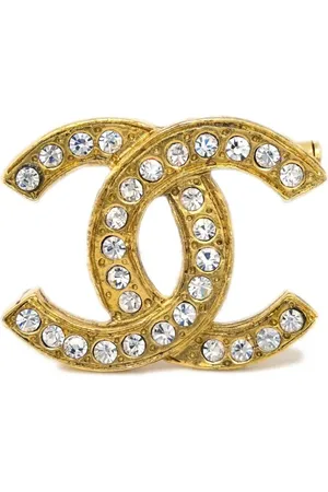 CHANEL 1980-1990 CC rhinestone-embellished brooch