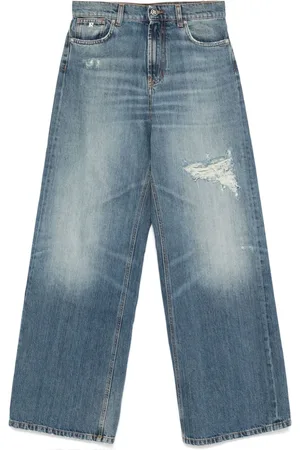 John Richmond Distressed wide-leg jeans