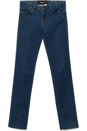 Kiton Embroidered-logo skinny jeans
