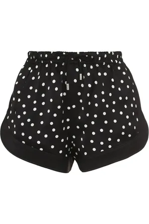 Saint Laurent High-waist polka-dot silk shorts