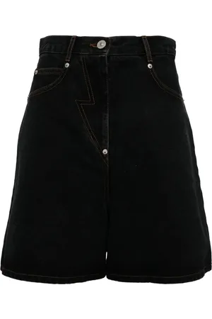 pushBUTTON Logo patch denim shorts