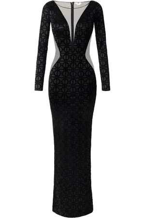 Elisabetta Franchi Red Carpet tulle-insert flocked dress