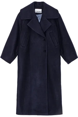 Ganni Notched-lapel woolb-blend coat