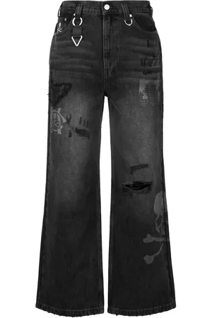 MASTERMIND JAPAN Skull-embroidery flared jeans
