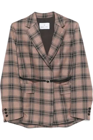 Manuel Ritz Checked belted blazer