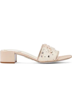 RENE CAOVILLA Crystal-embellished leather mules