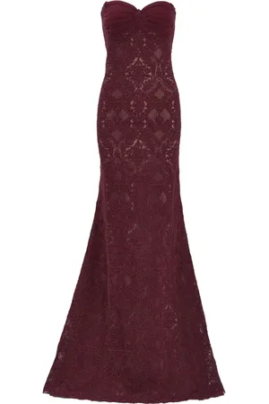Tadashi Shoji Kohli Strapless Lattice embroidered Gown