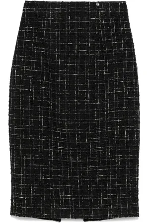 NISSA High-waisted bouclé midi skirt