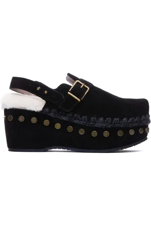 Mou 70mm stud-embellished platform mules