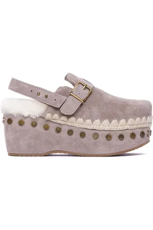 Mou 70mm stud-embellished platform mules