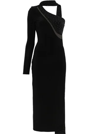 NISSA Crystal-embellished asymmetric maxi dress