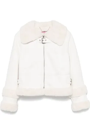MISS BLUMARINE Faux-fur trim jacket