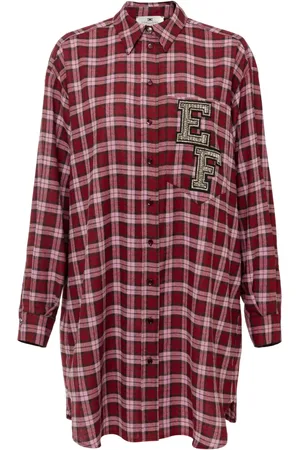 Elisabetta Franchi Patch-embroidered tartan shirt dress