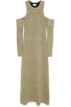 Ganni Cold-shoulder maxi dress