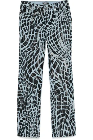MUGLER Velvet-print straight-leg jean