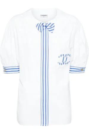 CHANEL 1990 vertical stripe pattern shirt