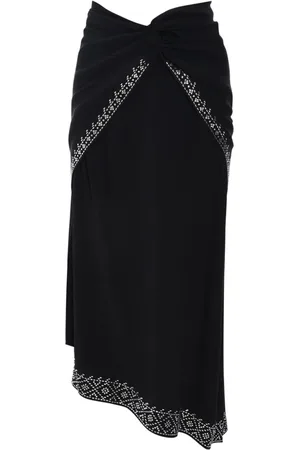 Paco rabanne Floral-embroidery midi skirt