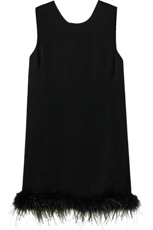 Twin-Set Feather-detail satin-finish mini dress