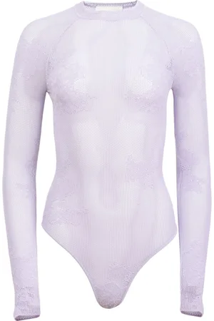 FLEUR DU MAL Pointelle-knit lace bodysuit