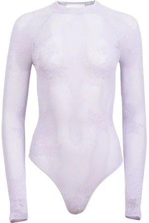 FLEUR DU MAL Pointelle-knit lace bodysuit