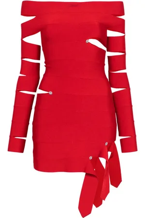 OFF-WHITE Crystal-embellished mini dress