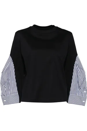 SACAI Striped long-sleeves T-shirt