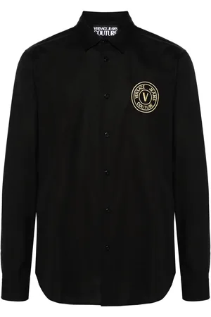 VERSACE Logo-embroidered cotton shirt
