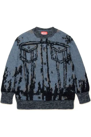 Diesel Mohair blend pullover with denim jacket print