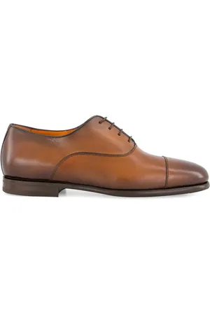 santoni Polished-leather Oxford shoes