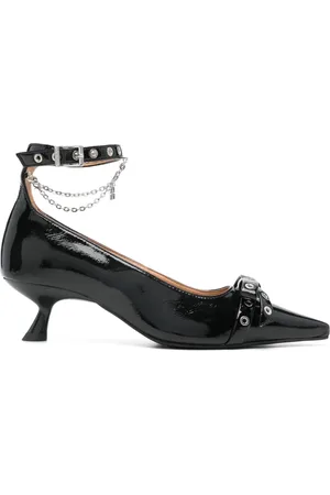 Ganni 50mm bow-detailed pumps