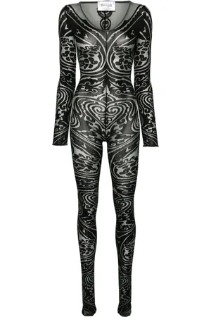 Wolford X ETRO Body Tattoo V-neck catsuit