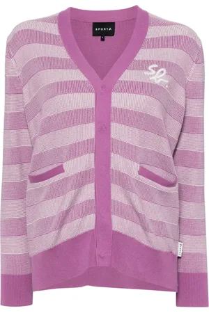 AGNÈS B. Logo-embroidered striped cardigan
