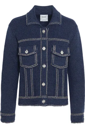 Barrie Contrast-stitch knitted jacket