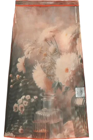 Rokh Floral-print semi-sheer skirt