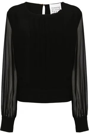Edward Achour Paris Pleat-detailing semi-sheer blouse