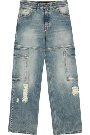 Roberto Cavalli Distressed straight-leg jeans