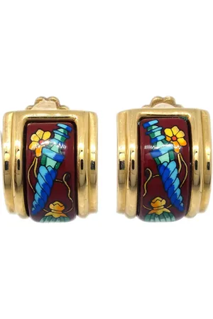 Hermès 1990-2000s Cloisonne Ware clip-on earrings
