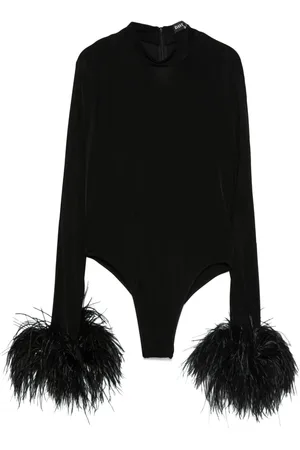 DAVID KOMA Feather-trim bodysuit