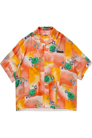 MARTINE ROSE Floral-print spread-collar shirt