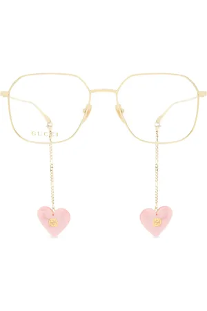 Gucci Heart-pendant square-frame glasses