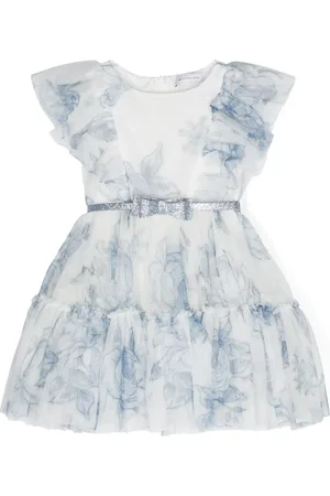 MONNALISA Rose-print tulle dress