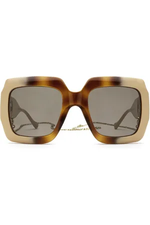 Gucci Tortoiseshell-effect oversized-frame sunglasses