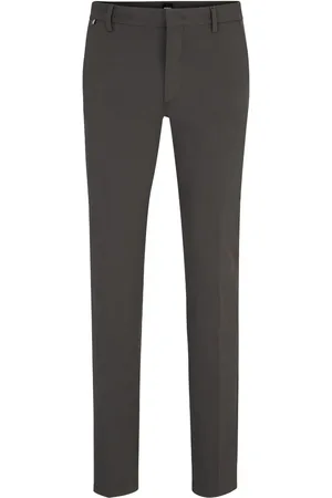 HUGO BOSS Mid-rise tapered cotton trousers