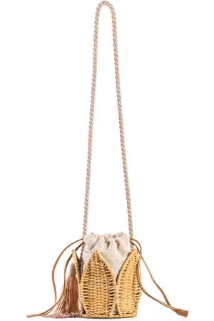 Nannacay Floral wicker bucket bag