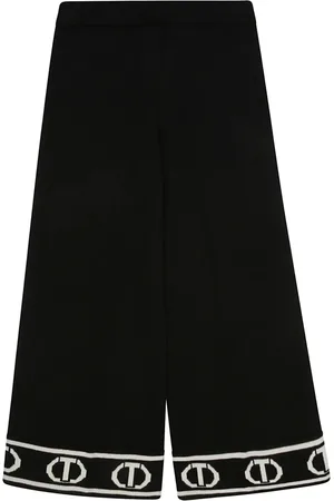 Twin-Set Intarsia-knit logo trousers