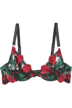 FLEUR DU MAL Vampire Rose embroidered demi bra